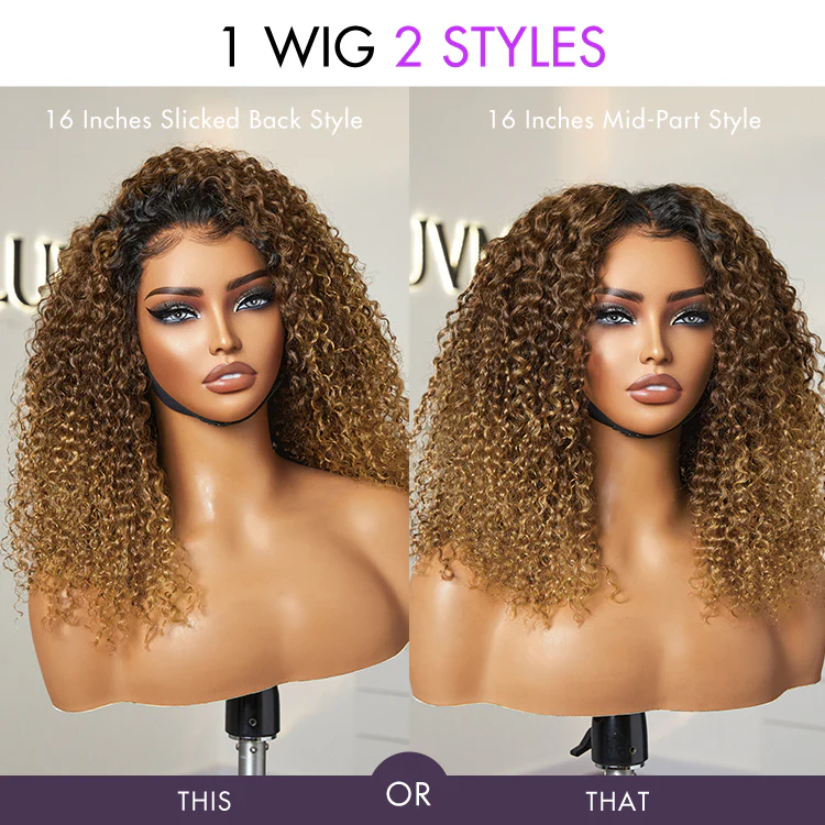 1 SEC INSTALL WIG | Sun-kissed Ombre Blonde Kinky Curly Glueless 5x5 Clouse Pre-Cut Lace Wig - US Only - Image 7