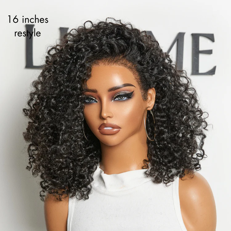 180% Density 4C Kinky Edges Jet Black Burmese Curly Glueless Ear-to-ear Wide T Pre-Cut Lace Front Wig Flexi-Fit Drawstring Cap - Image 4