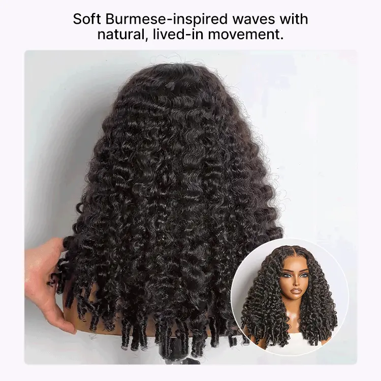 180% Density Burmese Curly Finger Coil Ends Glueless 5x5 Closure HD Lace Wig Pre-Cut Lace - Limited Time Offer - Image 2