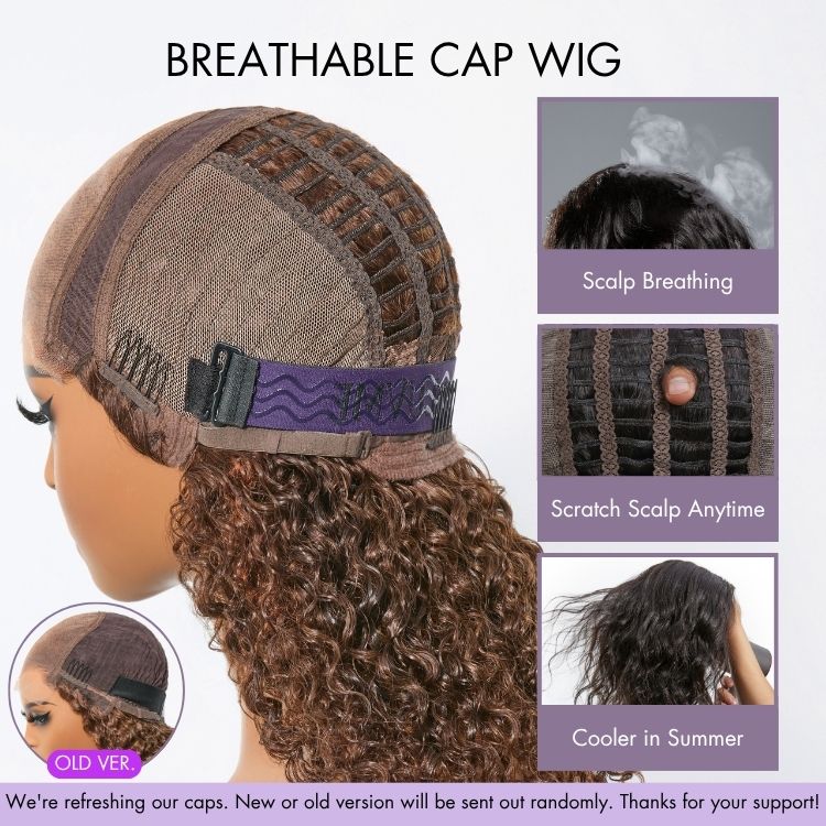 180% Density Copper Highlight Kinky Curly Glueless 5x5 Lace Closure Wig Pre-Cut Lace - Image 9