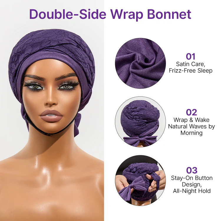 1PC Satin Wrap Bonnet for Long Hair, Frizz-Free Sleep & Effortless Waves by Morning | Add-on Item - Image 2