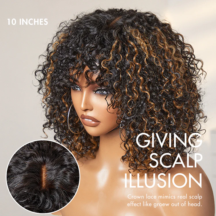 2 for $159.9 | 10 Inches Brown Highlight Water Wave Minimalist Lace Wig + 10 Inches Blunt Cut Glueless Minimalist HD Bob Wig No Code Needed - Image 3