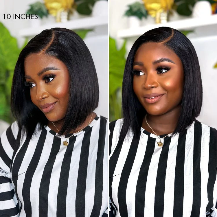 2 for $159.9 | 10 Inches Brown Highlight Water Wave Minimalist Lace Wig + 10 Inches Blunt Cut Glueless Minimalist HD Bob Wig No Code Needed - Image 7