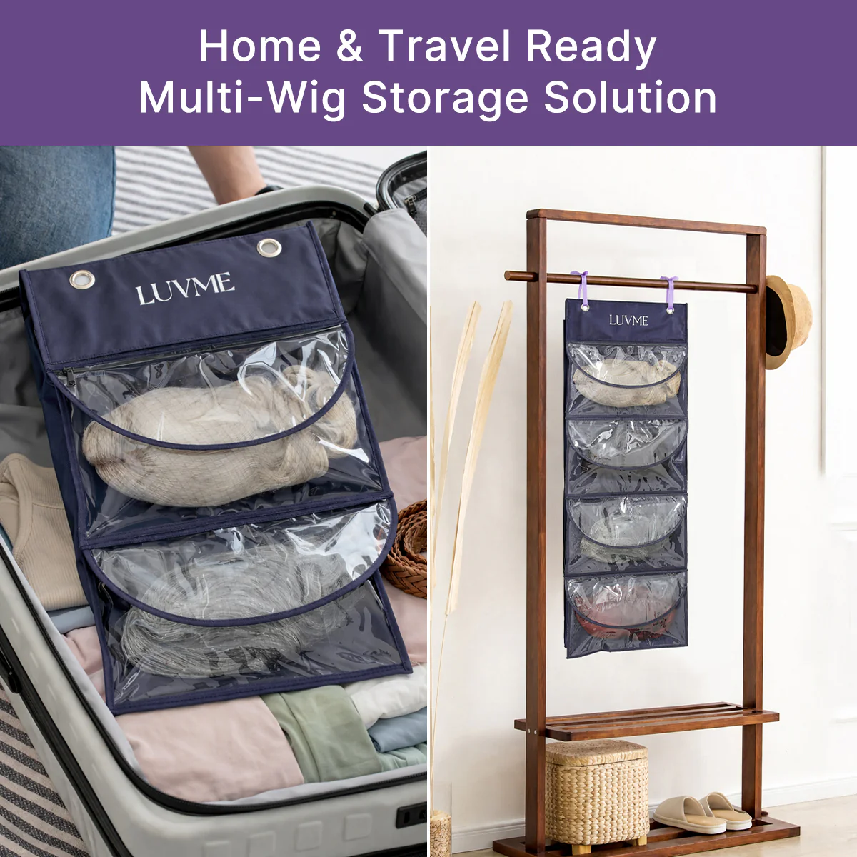 1pc / 2pcs LUVME 4-Pack Purple Wig Storage Bags, Dust-Proof Hair Extension Carriers | Add-on Item - Image 4