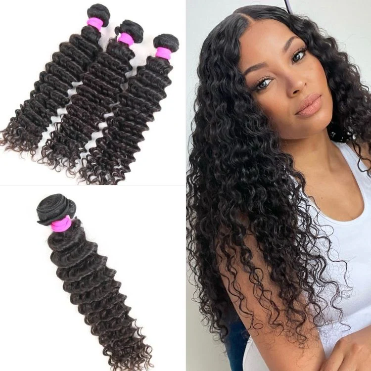 3pcs Body Wave / Water Wave / Deep Wave / Yaki Straight / Silky Straight 100% Virgin Human Hair Bundles - Image 4
