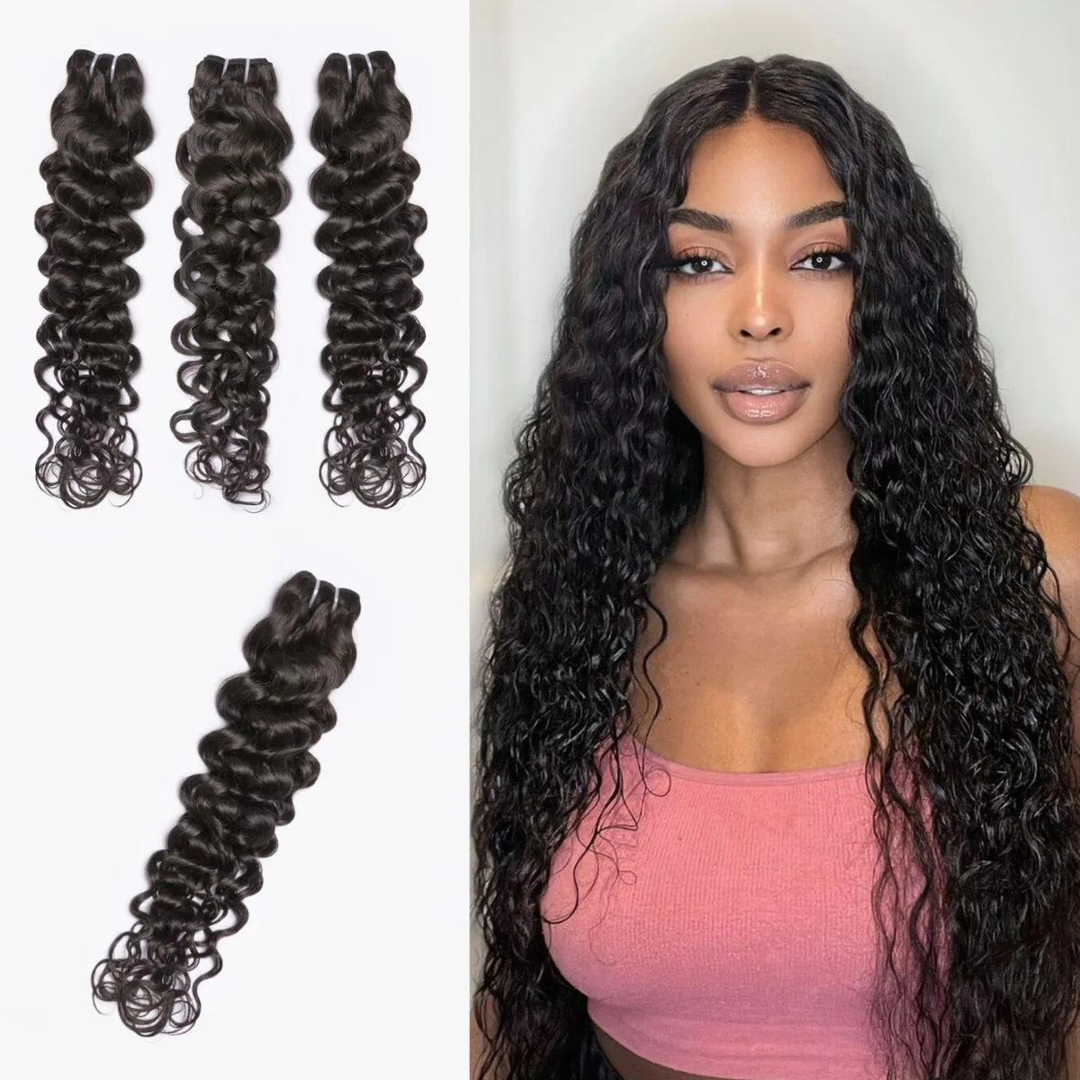 3pcs Body Wave / Water Wave / Deep Wave / Yaki Straight / Silky Straight 100% Virgin Human Hair Bundles - Image 5