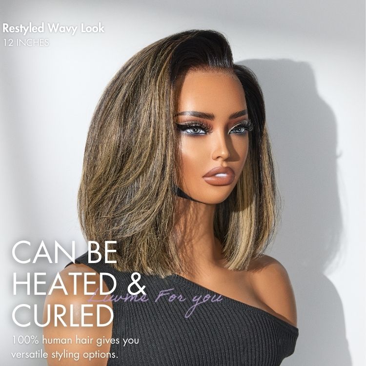 48H Delivery | Luvme All-Day Comfort™ Wig Blonde Highlight Blunt Cut Bob Glueless Minimalist HD Lace Short Bob Wig Pre-Cut Lace - US Only - Image 4