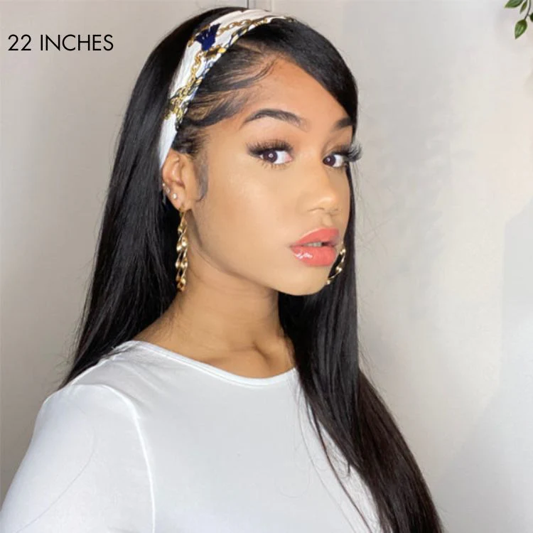 Put On & Go Silky Straight Headband Wig Beginner Friendly 100% Human Hair (Get Free Trendy Headbands) - US Only - Image 4