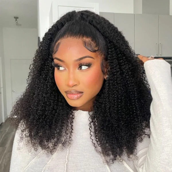 Afro Curly 13x4 Frontal HD Lace Free Part Long Human Hair Wig - Image 3