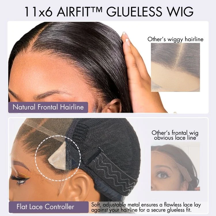 AirFit™ Scalp Care Wigs - Deep Parting Water Wave Human Hair Wig Glueless 11x6 Frontal HD Lace Curly Wig - Image 6