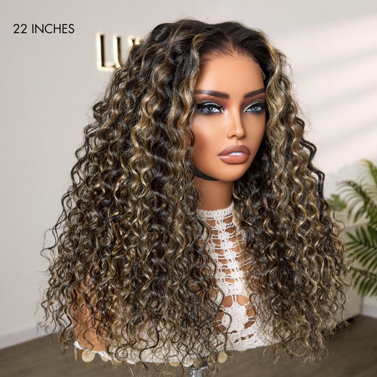 AiryFit™ Scalp Care Wigs - Blonde Highlight Water Wave Snugfit Glueless 5x5 Closure Lace Long Curly Wig Pre-Cut Lace - US Only - Image 8