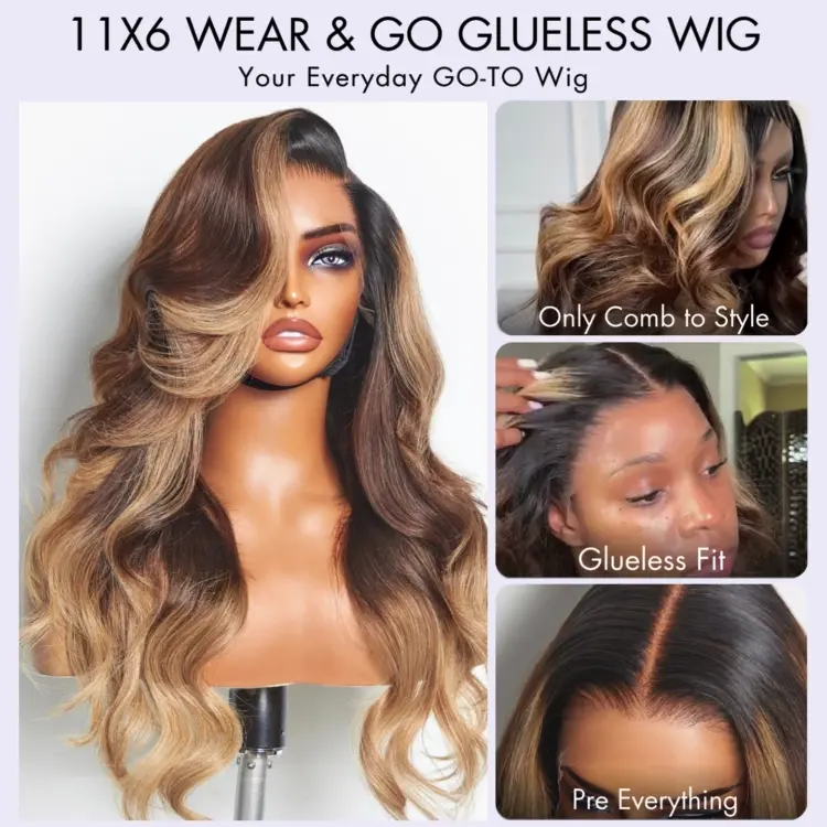 AiryFit™ Scalp Care Wigs - Deep Parting Loose Body Wave Human Hair Wig 11x6 Frontal HD Lace Glueless Wig - Image 9