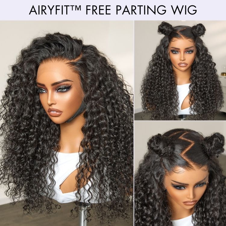 AiryFit™ Scalp Care Wigs - Deep Parting Water Wave Human Hair Wig Glueless 11x6 Frontal HD Lace Curly Wig - Image 4