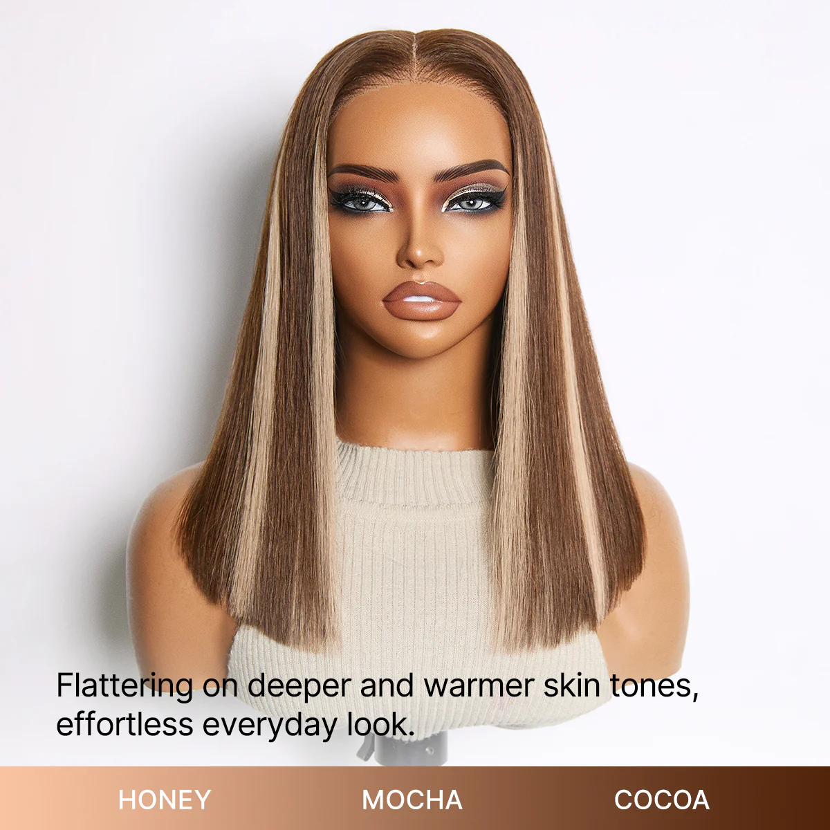Ash Blonde Highlight Glueless 5x5 HD Closure Lace Bob Wig Pre-Cut Lace Flexi-Fit Drawstring Cap - Image 3