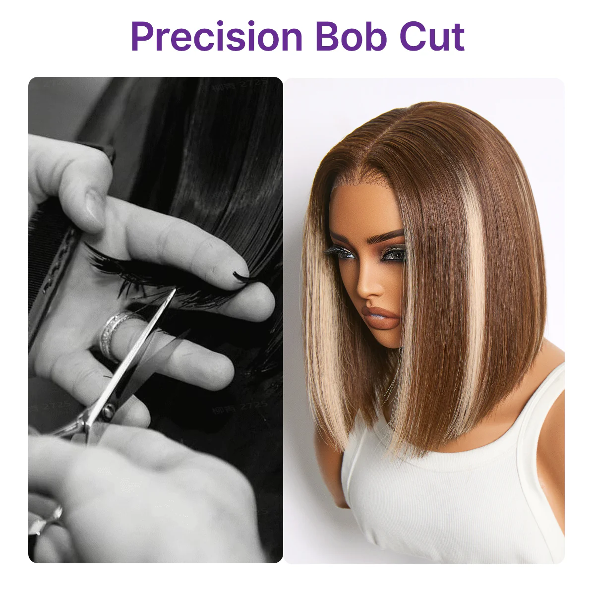 Ash Blonde Highlight Glueless 5x5 HD Closure Lace Bob Wig Pre-Cut Lace Flexi-Fit Drawstring Cap - Image 4