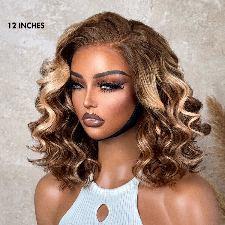Ash Blonde Highlight Loose Wave Glueless Minimalist HD Lace Short Wavy Wig Pre-Cut Lace - Image 5