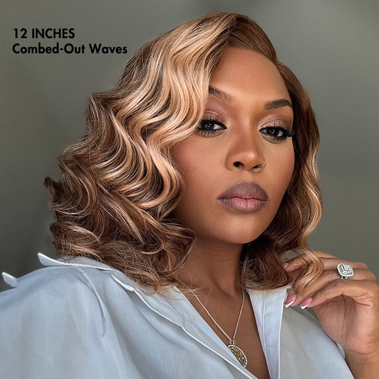 Ash Blonde Highlight Loose Wave Glueless Minimalist HD Lace Short Wavy Wig Pre-Cut Lace - Image 8