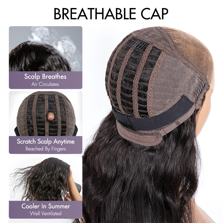 Beginner Friendly Brown Loose Wave Glueless Minimalist Lace Shoulder Length Wavy Bob Wig with Bangs - Image 8