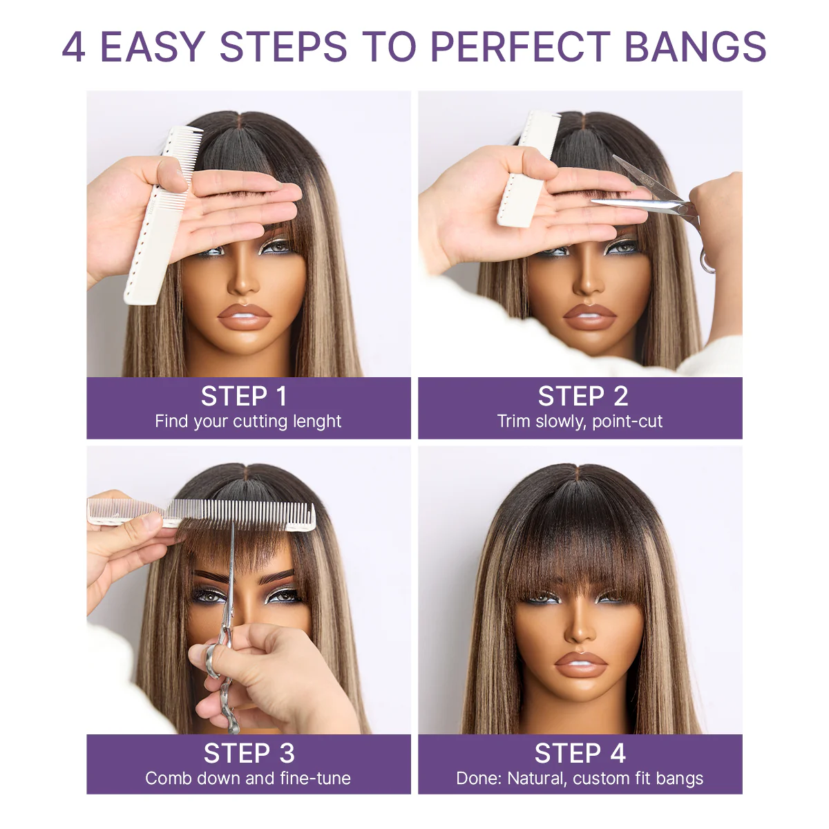 Beginner Friendly Honey Blonde Highlight Yaki Blunt Cut Bob Glueless Minimalist Lace Bob Wig with Bangs - Image 13
