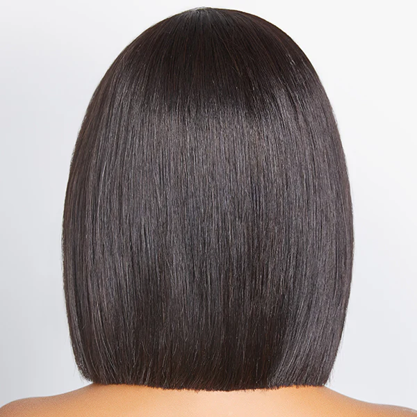 Beginner Friendly Straight Bob 5x5 Lace Glueless Left C Part Short 100% Human Hair Wig with Bangs - Image 3