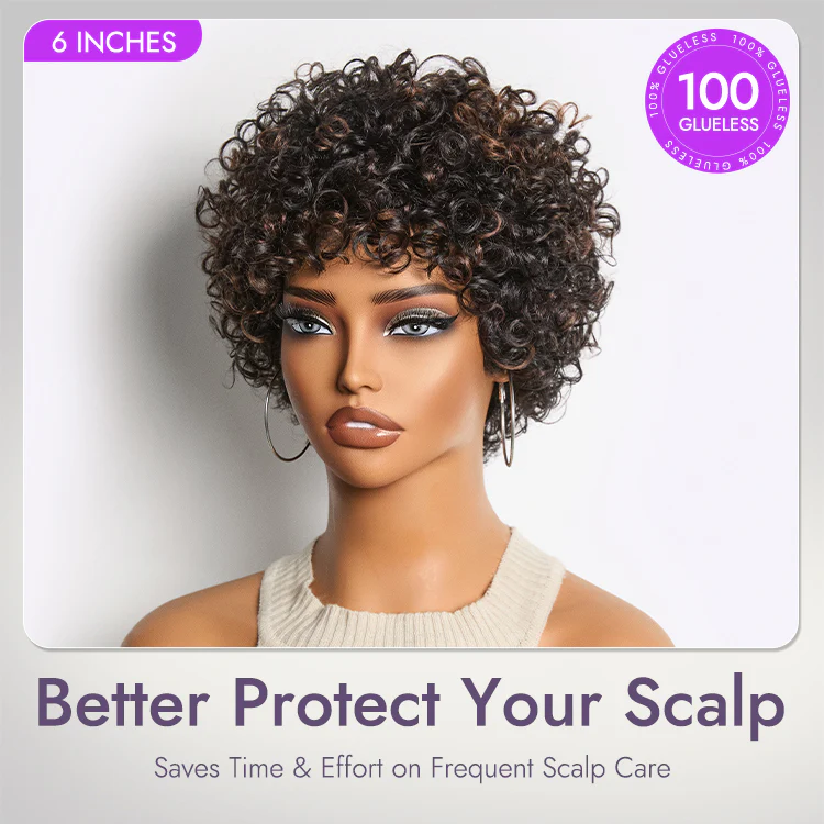 Beginner Friendly Throw On & Go Short Bouncy Curls with Bangs Glueless Wig 100% Human Hair - US Only - Image 10
