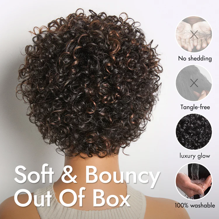 Beginner Friendly Throw On & Go Short Bouncy Curls with Bangs Glueless Wig 100% Human Hair - US Only - Image 11
