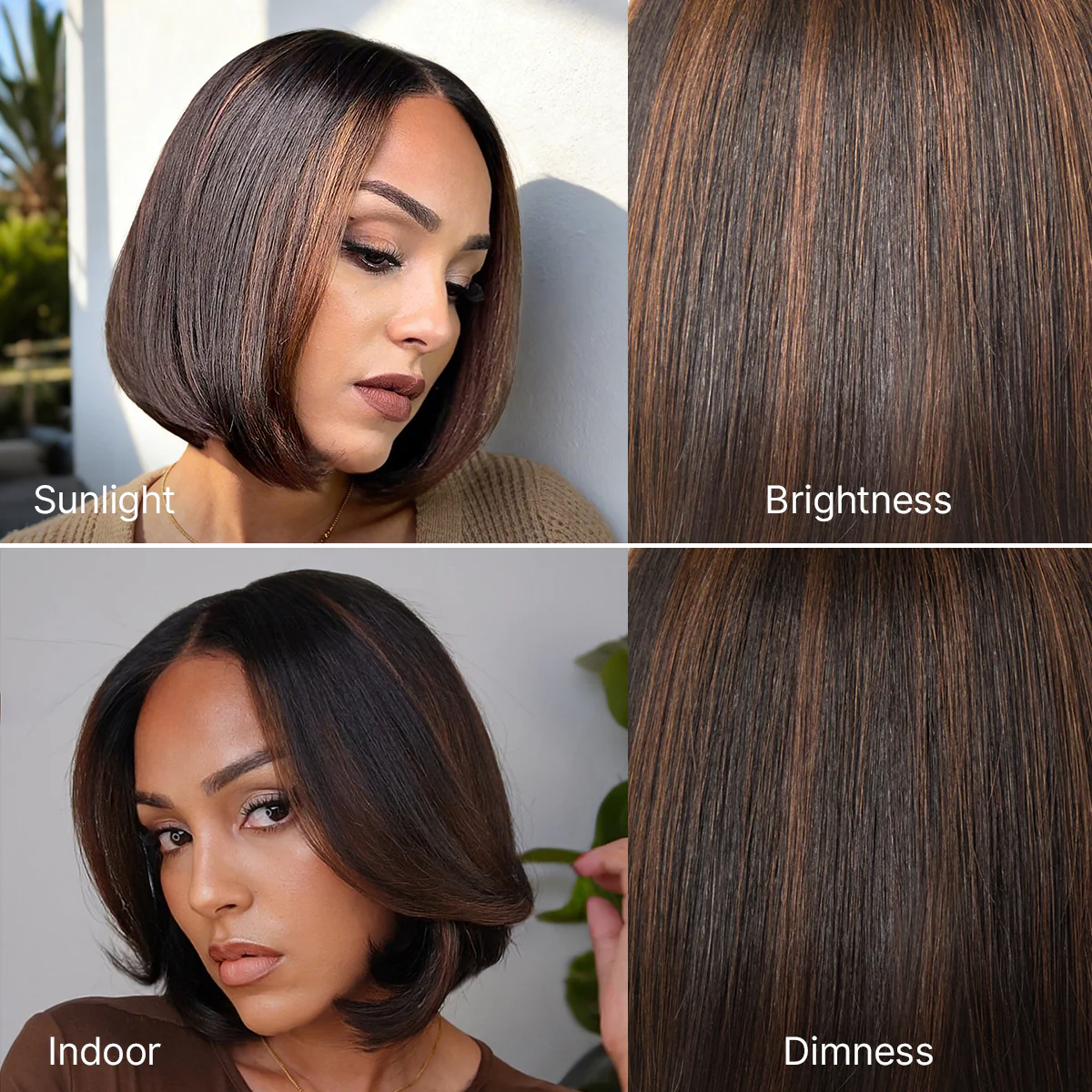 Blonde Highlight / Brown Highlight Short Layered Bob Wig Glueless 5x5 Closure Pre-Cut Lace Wig - Image 22