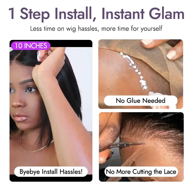Glueless 4x4 Closure Undetectable HD Lace Bob Wig 100% Human Hair | Pre-bleached Knots - US Only - Image 3