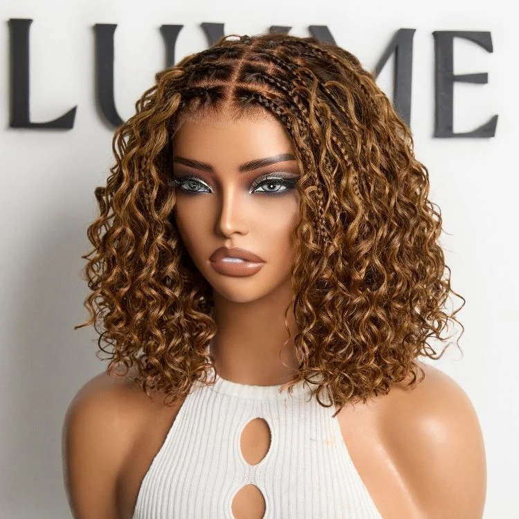 Readitress™ Boho Braids Deep Curly Glueless 5x5 Closure Lace with Braided Top Human Hair Wig Pre-Cut Lace - Image 11