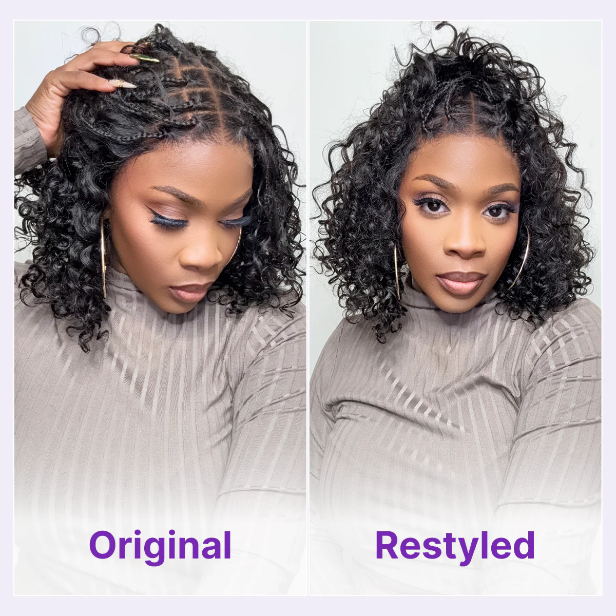 Readitress™ Boho Braids Deep Curly Glueless 5x5 Closure Lace with Braided Top Human Hair Wig Pre-Cut Lace - Image 8