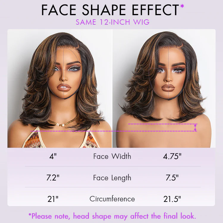 Brown Highlight Layered Wavy Butterfly Haircut Glueless Minimalist HD Lace Wig Pre-Cut Lace - Image 10