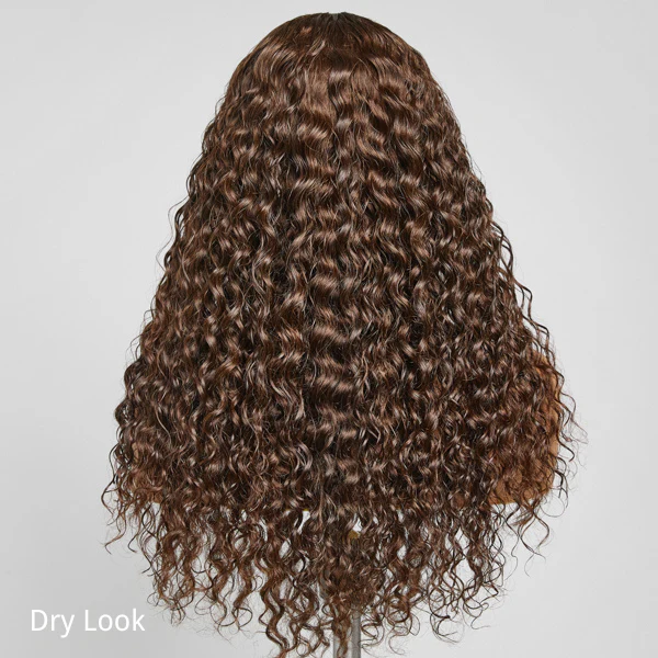 Brown Water Wave 5x5 Closure Lace Glueless Mid Part Long Wig 100% Human Hair - US Only - Image 5