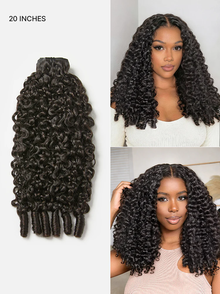 Burmese Curly Finger Coil Ends Seamless Clip in Extensions Real Human Hair Pieces 135g 9pcs / 7pcs with Free Gift - Image 3