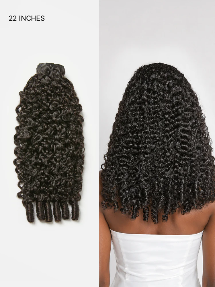 Burmese Curly Finger Coil Ends Seamless Clip in Extensions Real Human Hair Pieces 135g 9pcs / 7pcs with Free Gift - Image 4