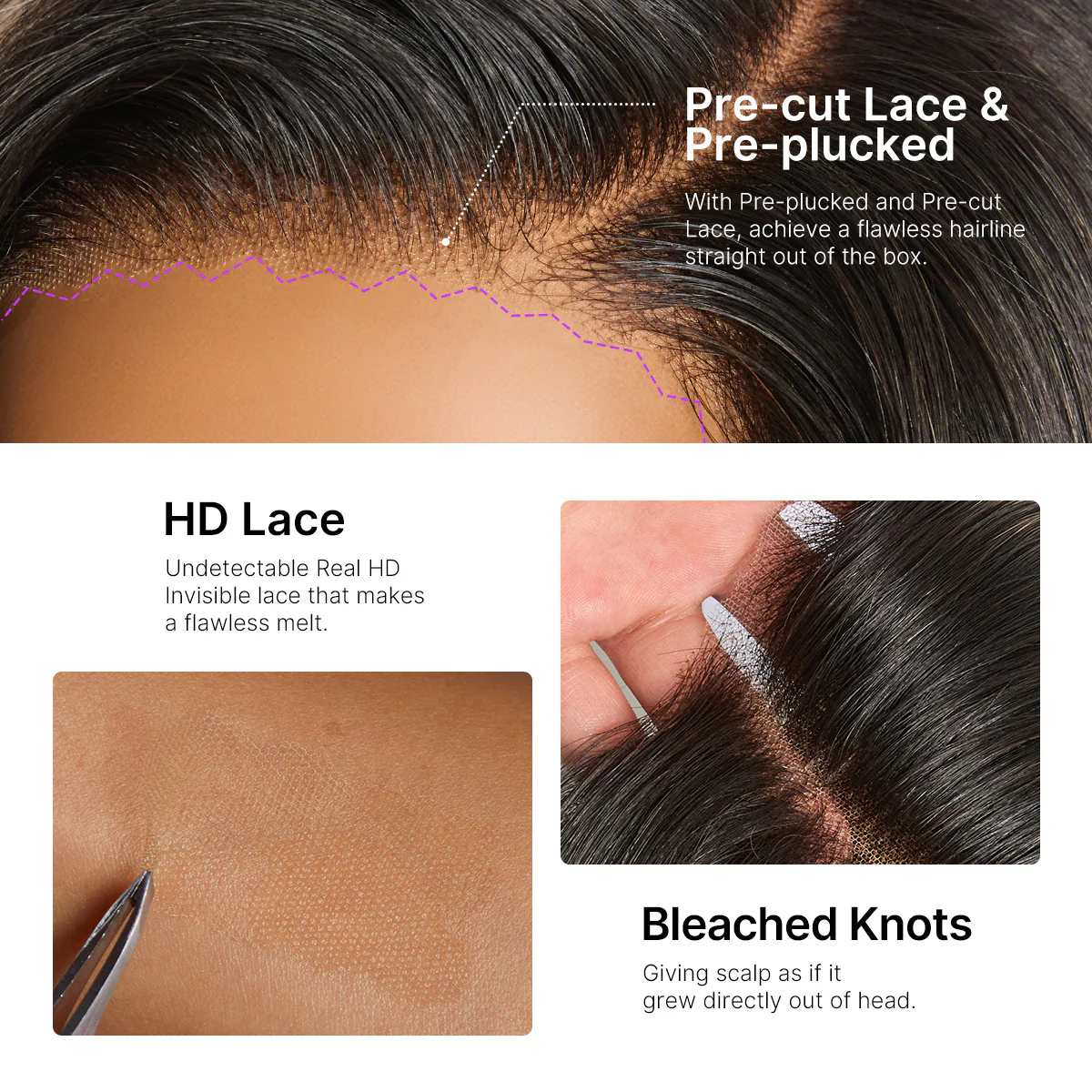 Caramel Brown Highlight Layered Haircut Wavy Glueless HD Minimalist Lace Wig Pre-Cut - Image 3