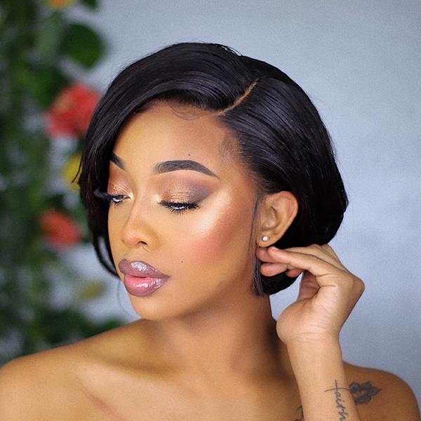 Celebrity Style Short Cut 4x4 Closure Lace Glueless Side Part Wig 100% Human Hair - Image 2