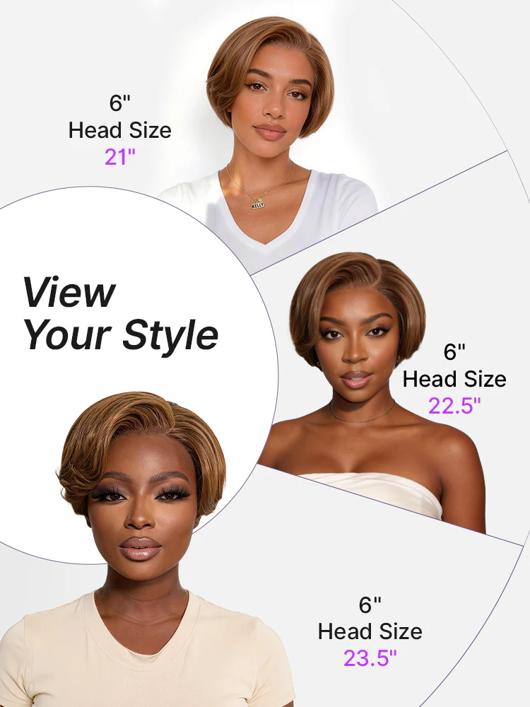 Chestnut Brown Elegant Glueless Minimalist HD Lace Short Pixie Cut Wig with Bangs - Image 11