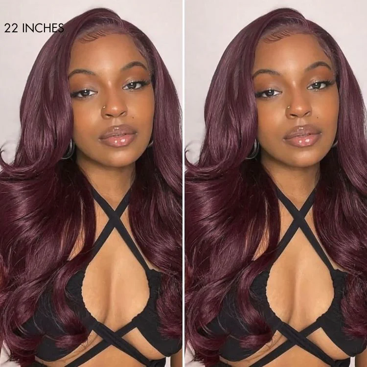 Chic Burgundy 99J Layered Cut Loose Body Wave Glueless 5x5 Closure Lace Wig Pre-Cut Lace - US Only - Image 7