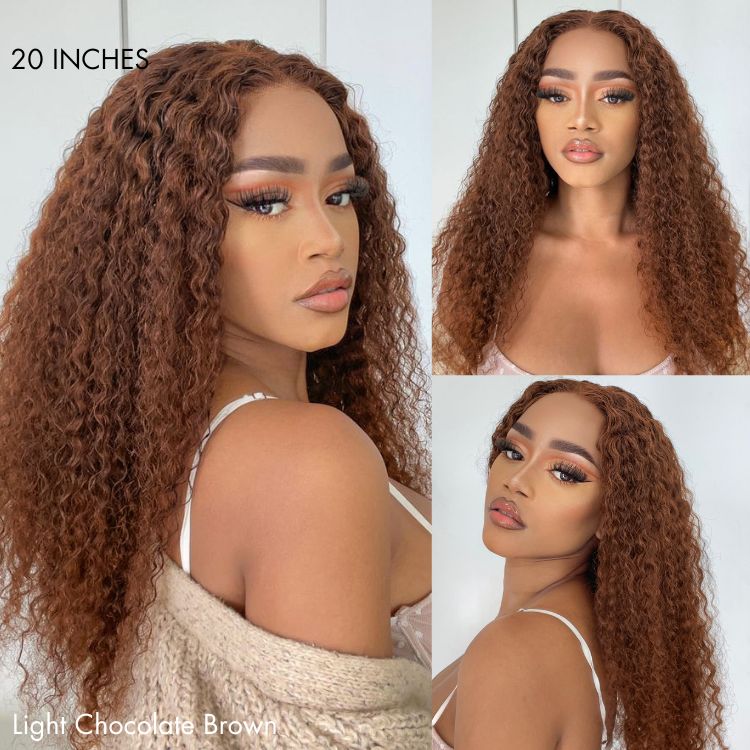 Chocolate Brown Long Curly Glueless 5x5 Closure Long Wig 100% Human Hair - US Only - Image 6