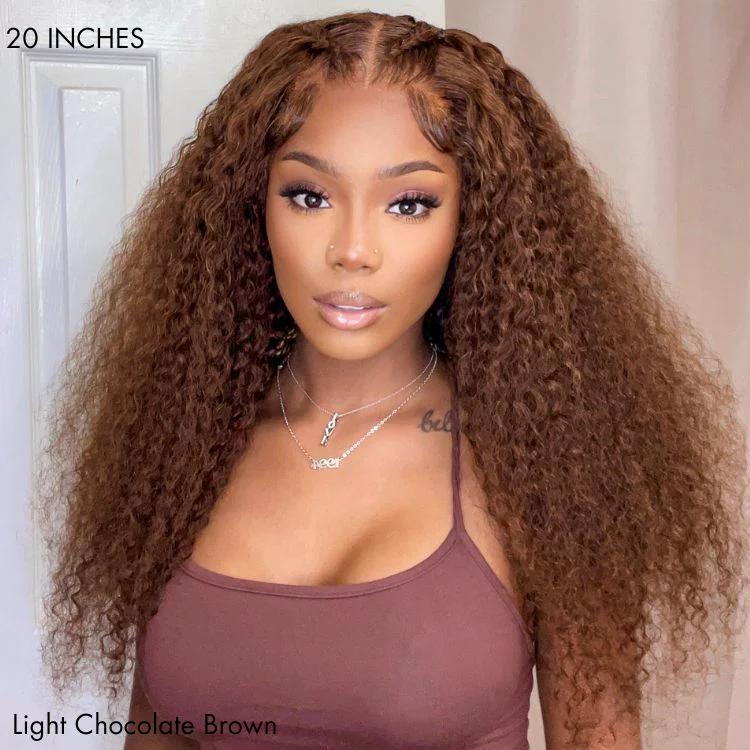 Chocolate Brown Long Curly Glueless 5x5 Closure Long Wig 100% Human Hair - US Only - Image 8