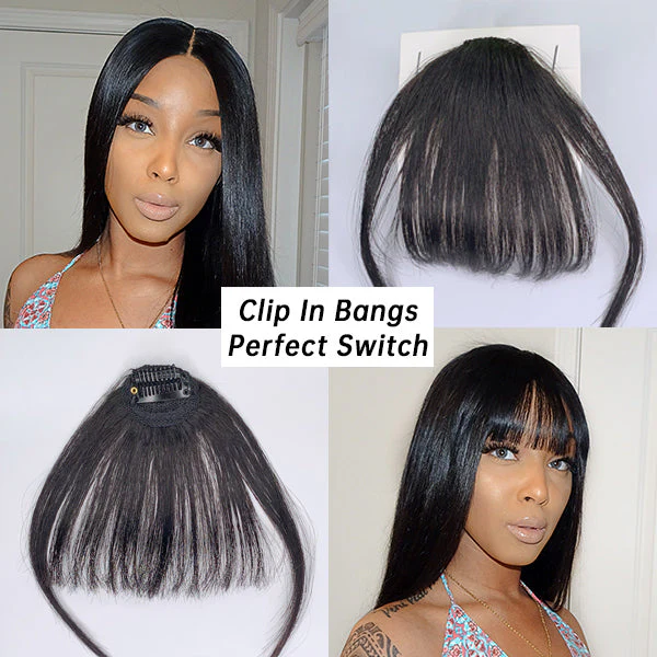 100% Real Human Hair Clip in Bangs Human Hair Extensions - Image 3