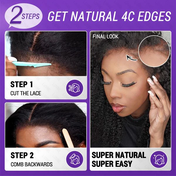 4C Edges | Realistic Kinky Edges Afro Curly Glueless Long Wig 100% Human Hair -US Only - Image 8