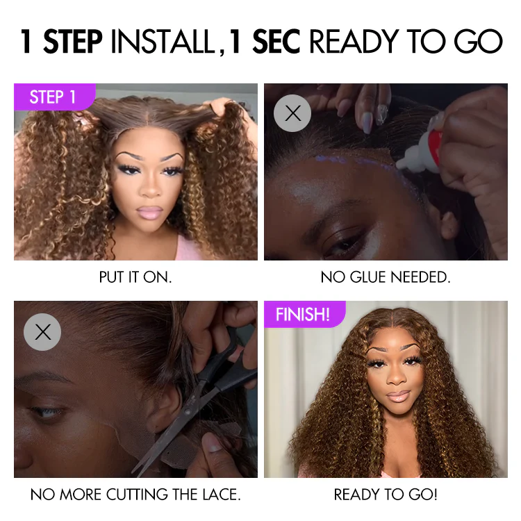 Crownease™ Go Natural Ease | Soft Kinky Curly Glueless 5x5 Closure HD Lace Wig Ready to Go - Image 10