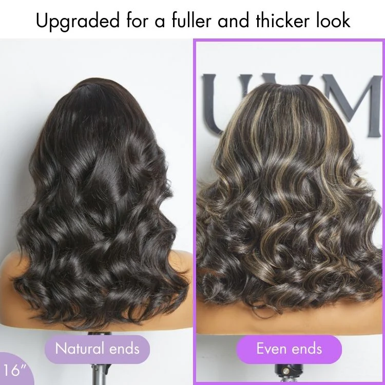 Curtain Bangs Blonde Highlight Loose Wave Glueless 5x5 Closure Pre-Cut Lace Wig All Head Sizes Fit Cap  - US Only - Image 6