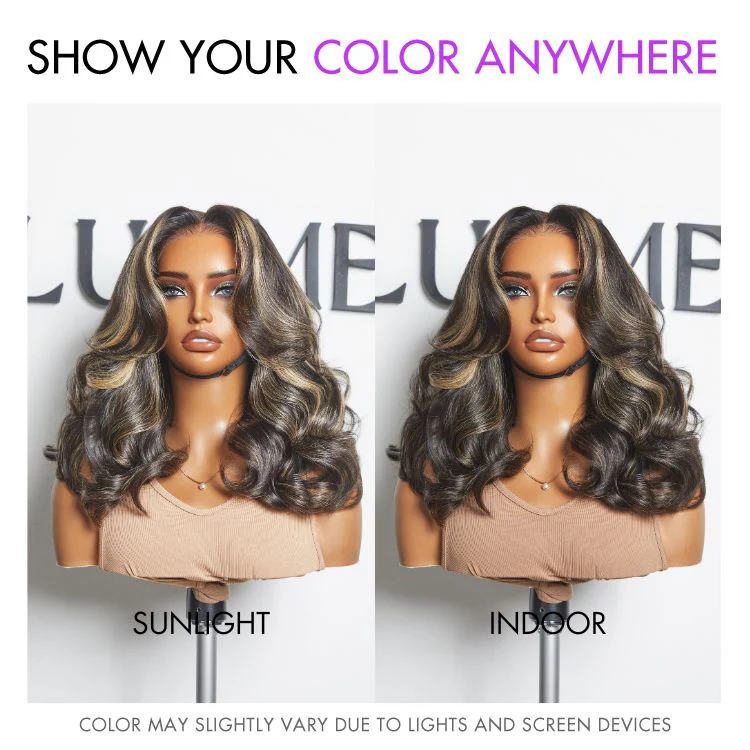Curtain Bangs Blonde Highlight Loose Wave Glueless 5x5 Closure Pre-Cut Lace Wig All Head Sizes Fit Cap  - US Only - Image 9