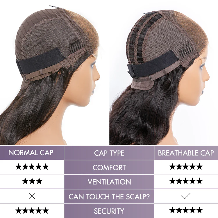Breathable Cap Loose Wave 5x5 Closure Lace Glueless Human Hair Long Wig with Cute Bangs - US Only - Image 10