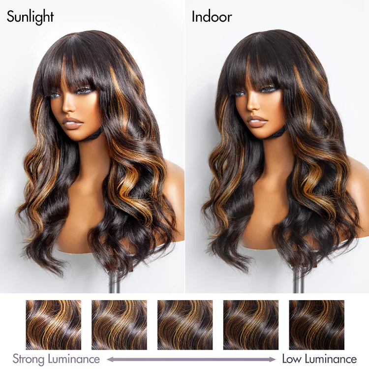 Breathable Cap Loose Wave 5x5 Closure Lace Glueless Human Hair Long Wig with Cute Bangs - US Only - Image 9