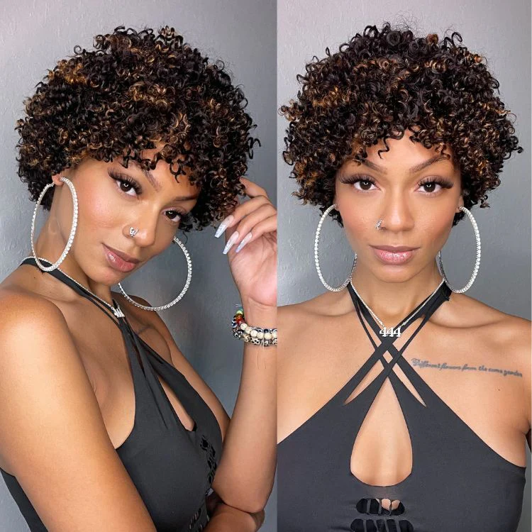 Dark Red / Blonde Highlights / Natural Black Afro Curls Glueless Ready to Go Wig Beginner Friendly - US Only - Image 7