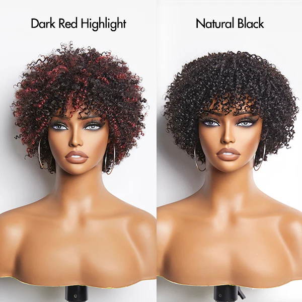Dark Red / Blonde Highlights / Natural Black Afro Curls Glueless Ready to Go Wig Beginner Friendly - US Only - Image 9