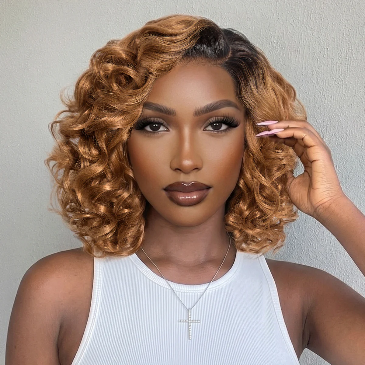 Dark Root Ombre Brown Mature Bouncy Loose Wave Glueless Minimalist HD Lace Wig Ready to Go - Image 3